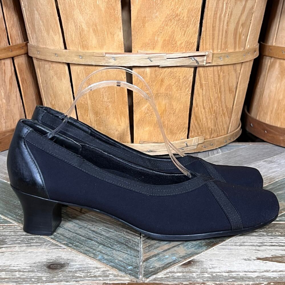 Munro American Somerset Black Fabric Leather Comfort Pumps Womens 11 Narrow